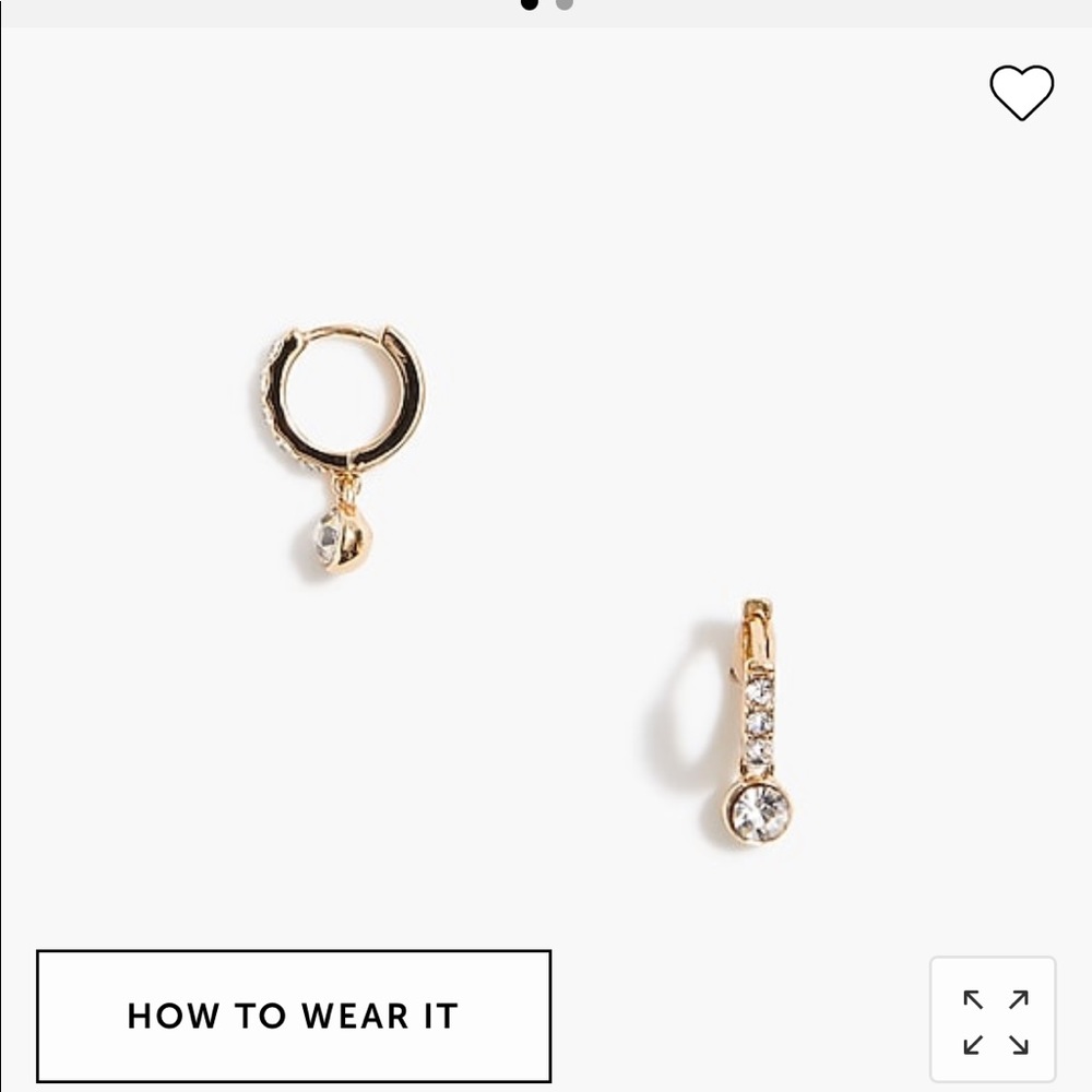 Brand New J. Crew Pave Crystal Huggie Charm Earrings